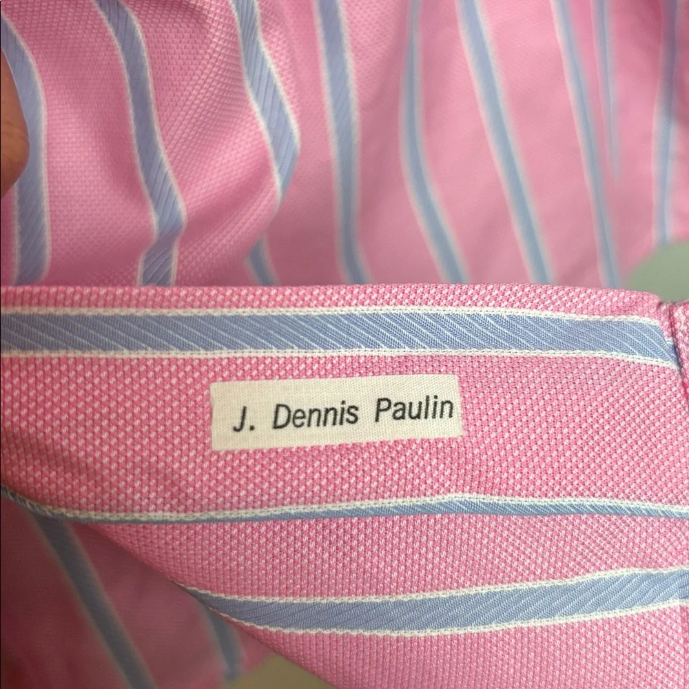 VTG Peter Millar Men’s Large Striped Long‎ Sleeve Dress Shirt Pink Blue
